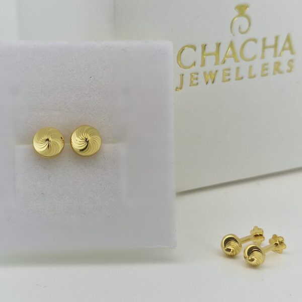 9ct Gold Swirl Disc Stud Earrings | Gold Earrings