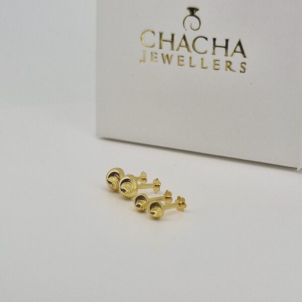 9ct Gold Swirl Disc Stud Earrings | Gold Earrings - Image 3