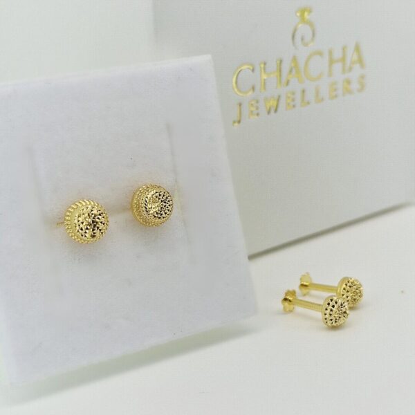 9ct Gold Textured Disc Stud Earrings