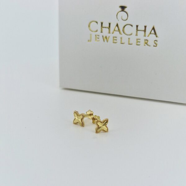 Gold Butterfly Stud Earrings - Image 2