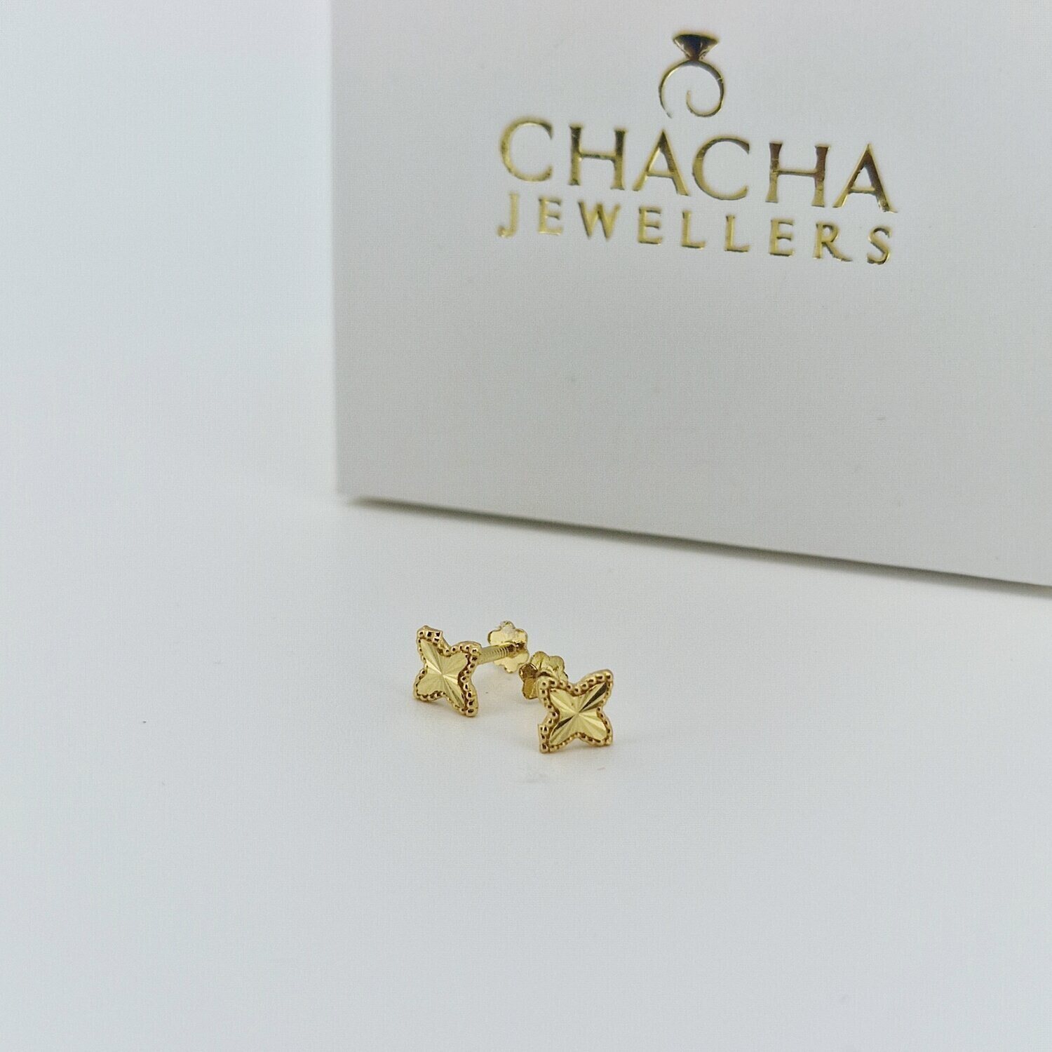Gold Butterfly Stud Earrings - Image 2