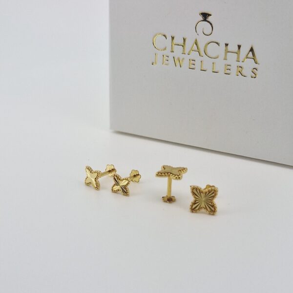 Gold Butterfly Stud Earrings - Image 3