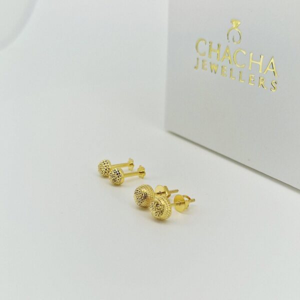 9ct Gold Textured Disc Stud Earrings - Image 2