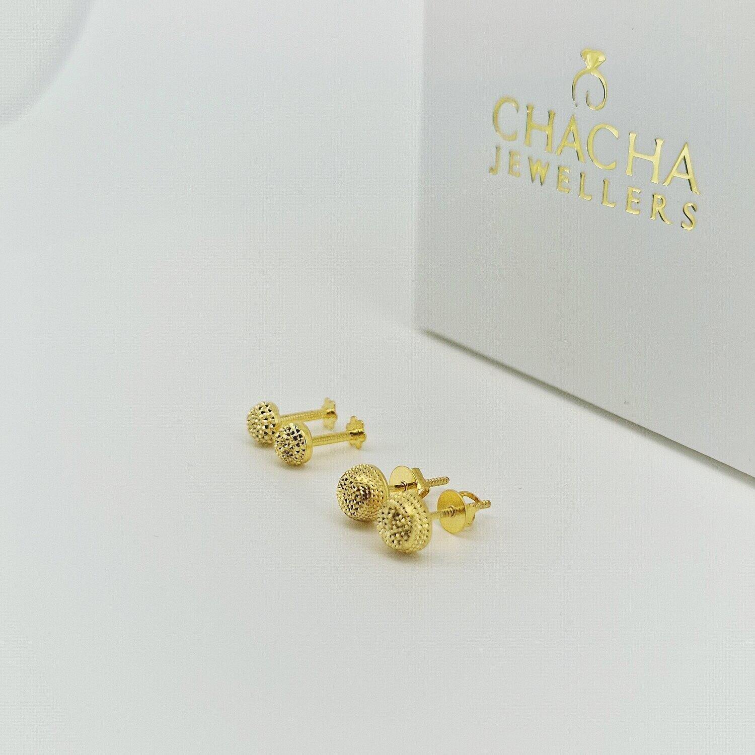 9ct Gold Textured Disc Stud Earrings - Image 2