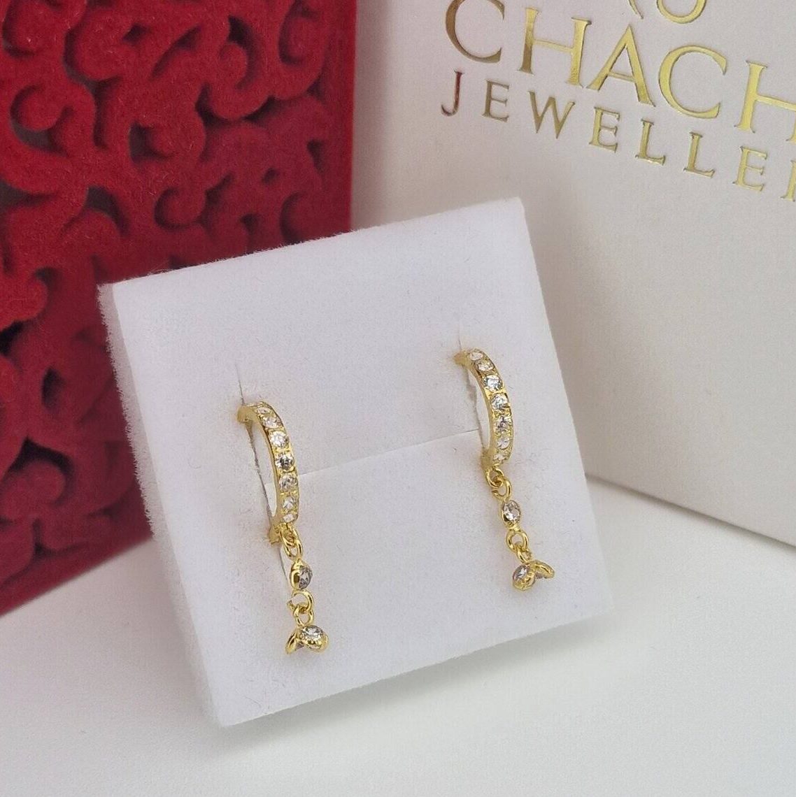 9ct Gold Chain Drop Hoops
