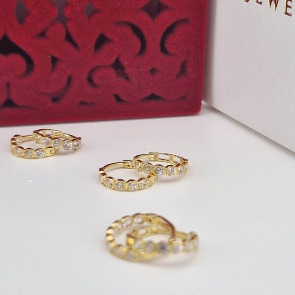 9ct Gold Crystal Hoops - Image 3