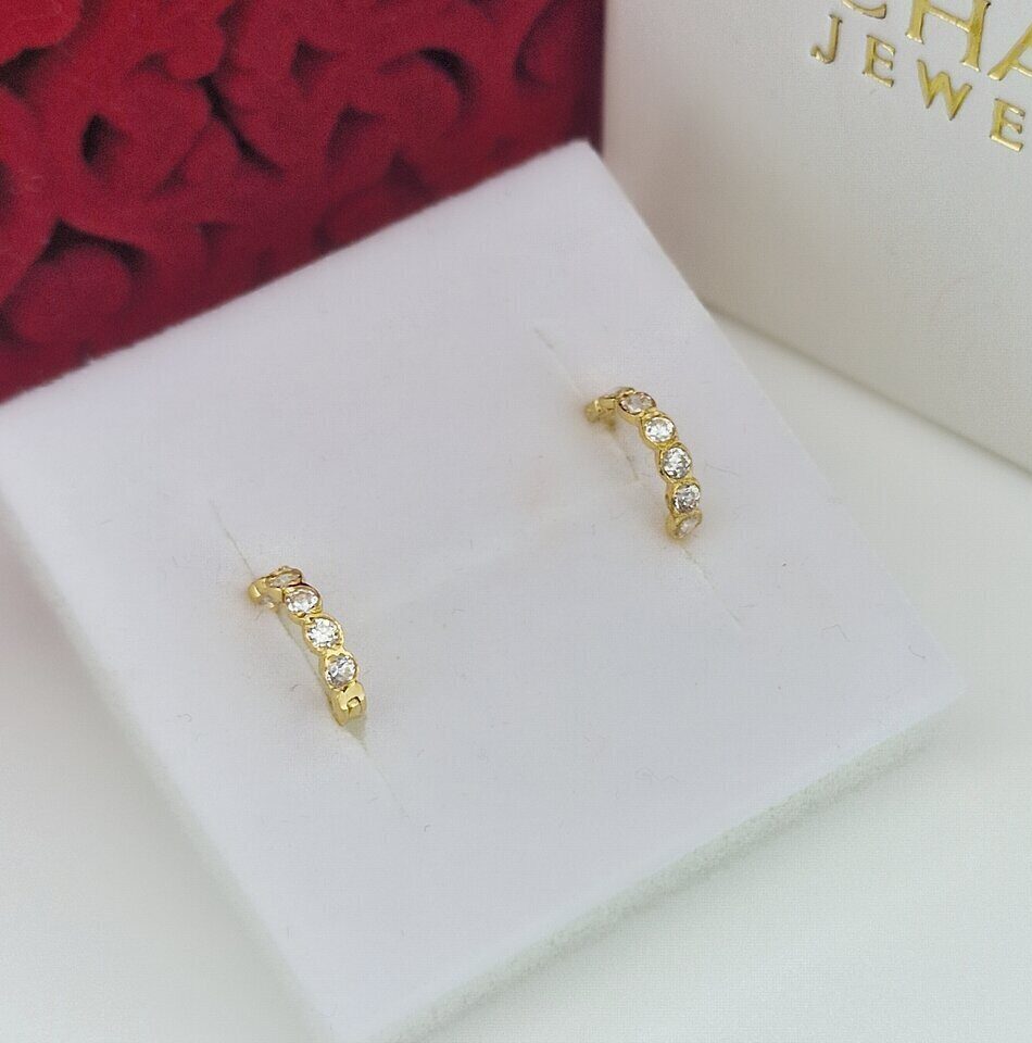 9ct Gold Crystal Hoops