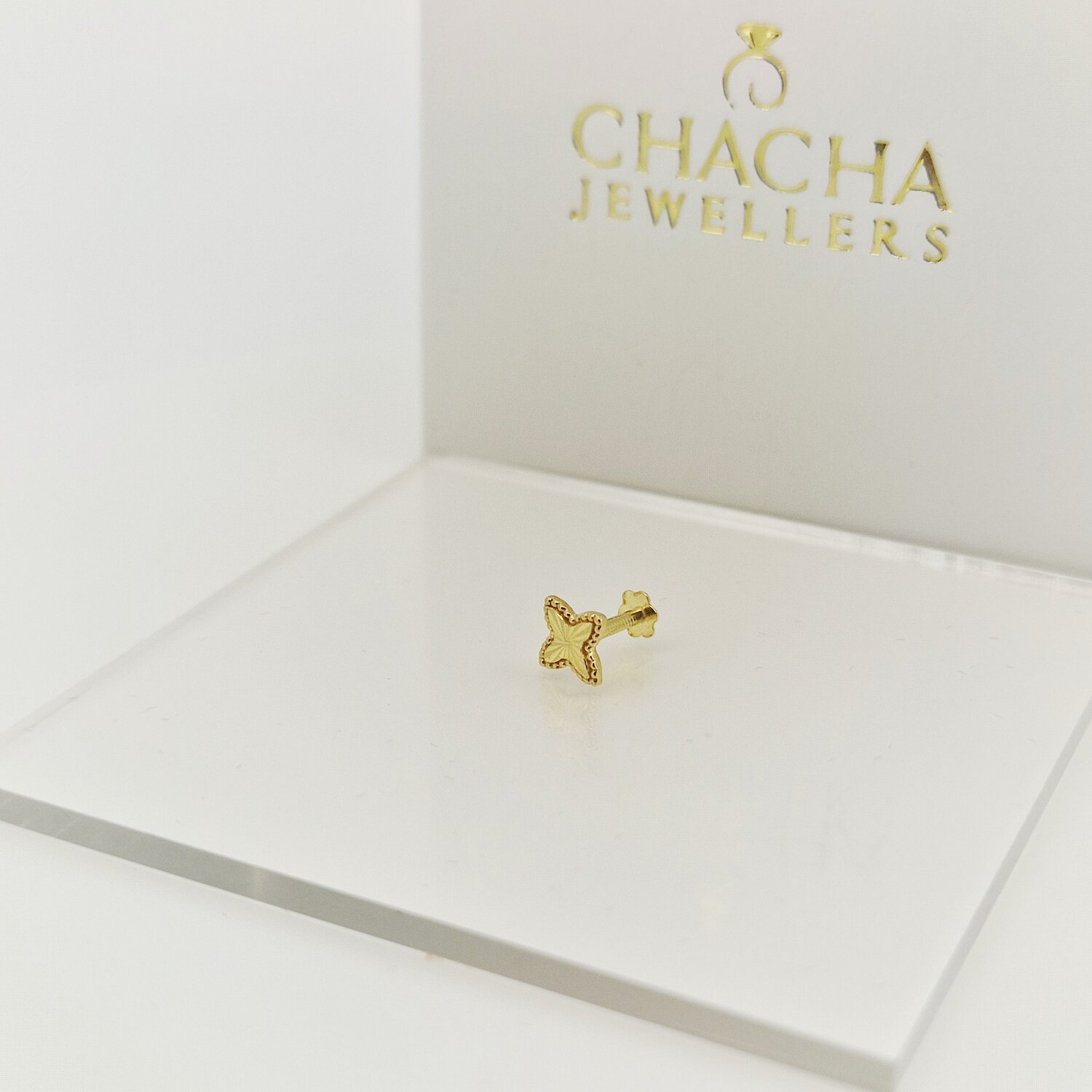 9ct Gold Butterfly Nose Stud - Image 3