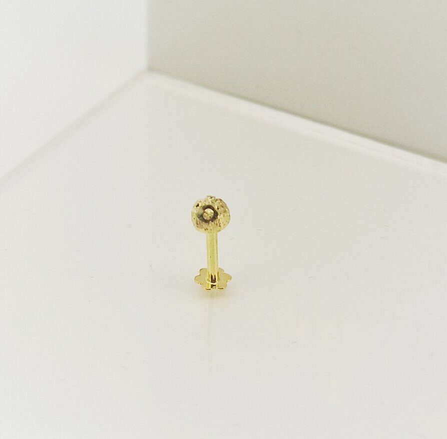 9ct Gold Textured Round Disc Nose Stud