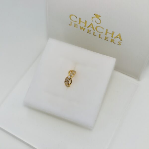 9ct Gold Crystal Loop Nose Ring - Image 3