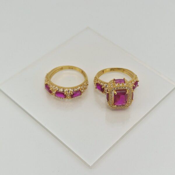 22ct Gold – Royal Double Ring with Pink Stone - Image 2