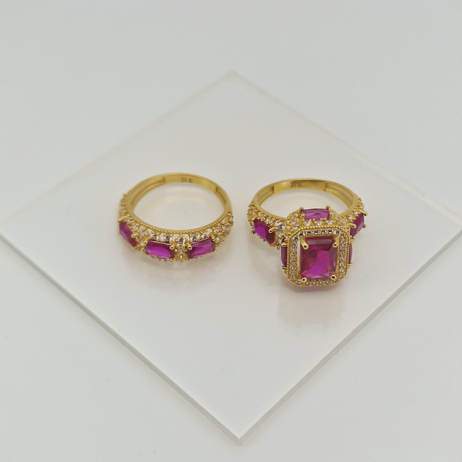 22ct Gold – Royal Double Ring with Pink Stone - Image 2