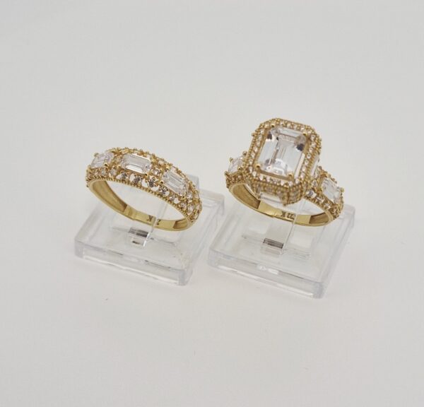 22ct Gold – Royal Double Ring with Crystal Emerald-Cut Stone