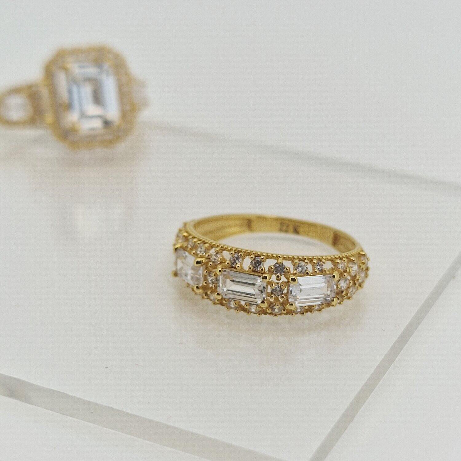 22ct Gold – Royal Double Ring with Crystal Emerald-Cut Stone - Image 2