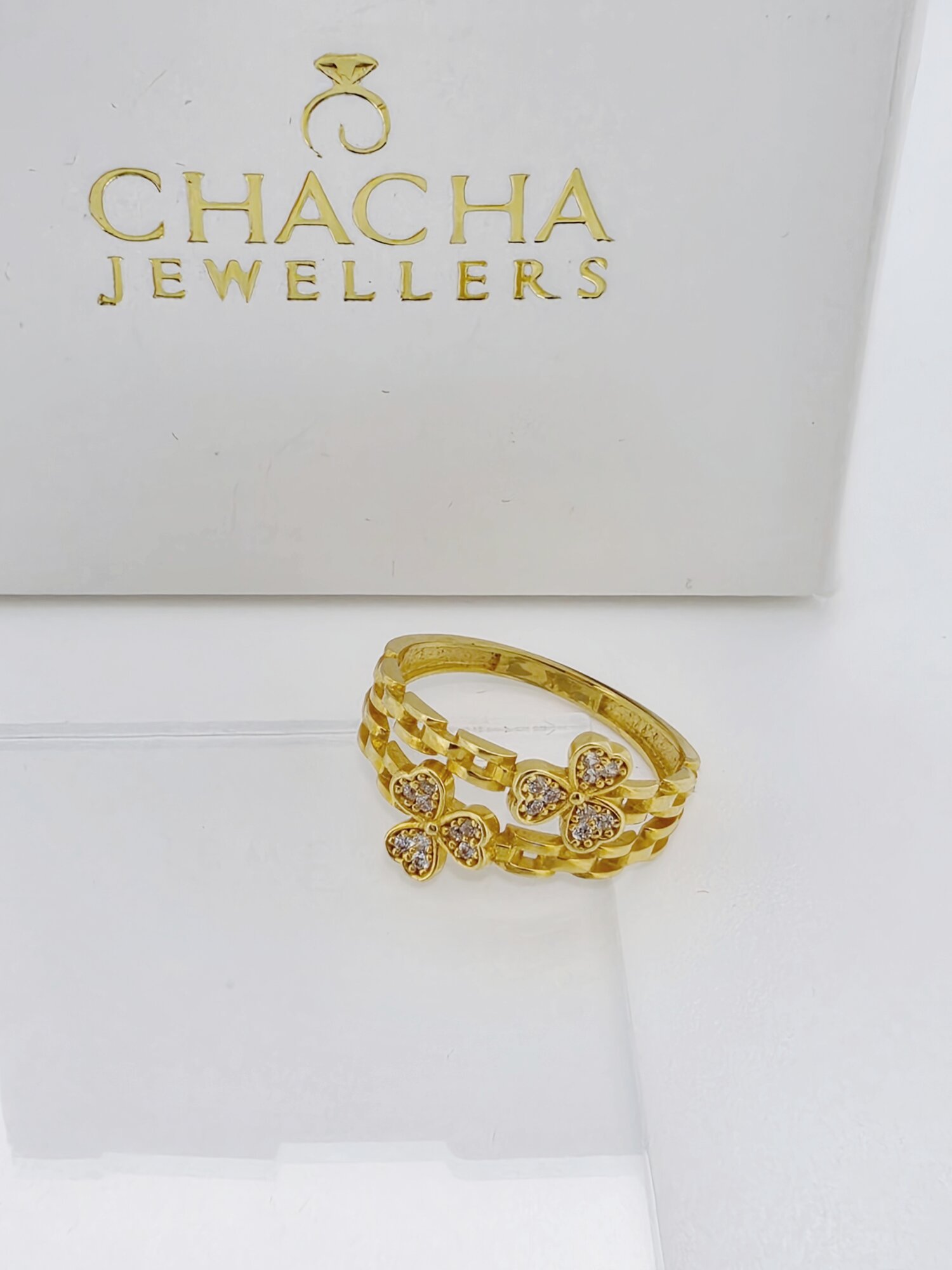21ct Gold Floral Clover Ring