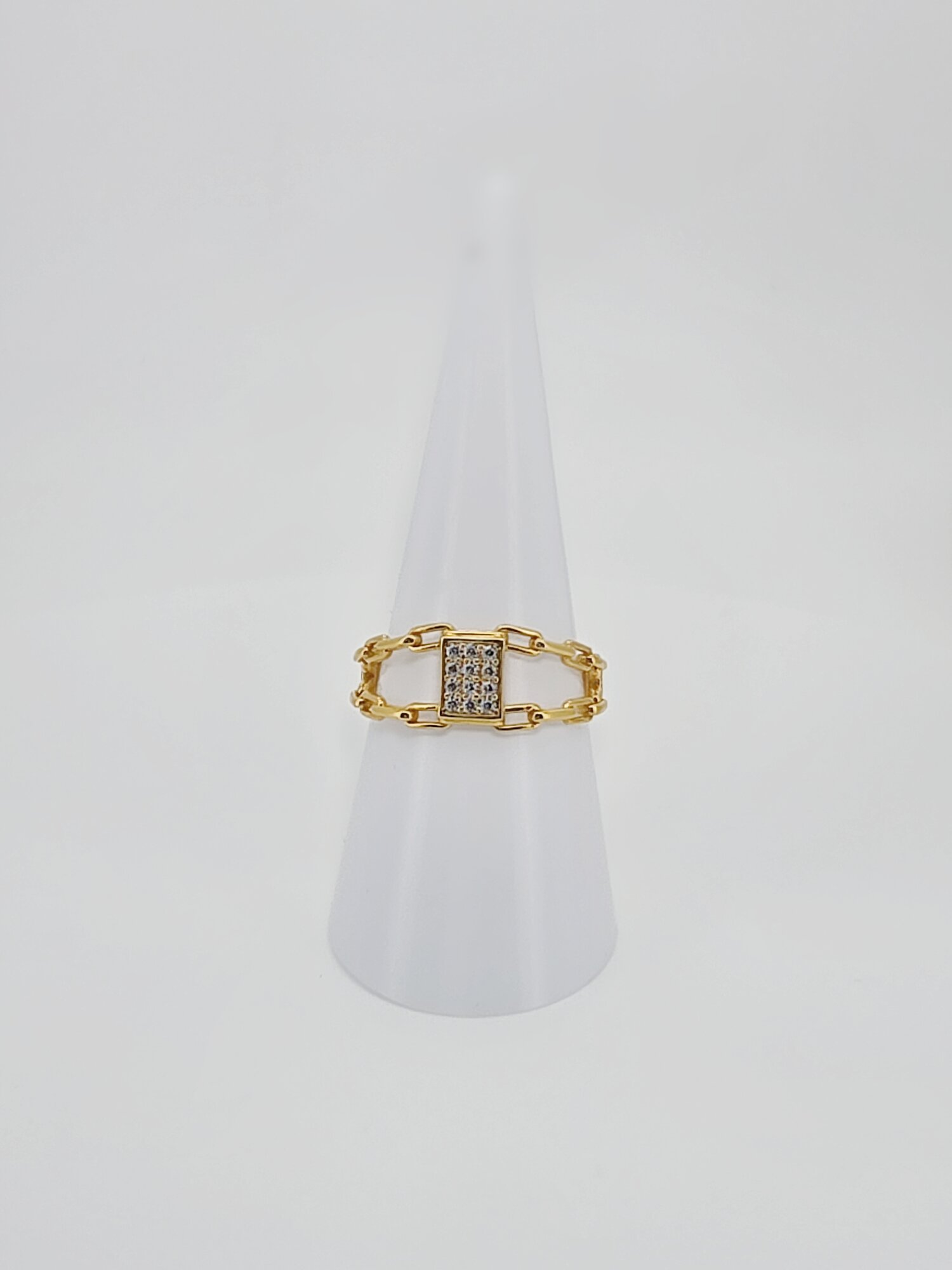 21ct Gold Double Chain Sparkle Ring - Image 5