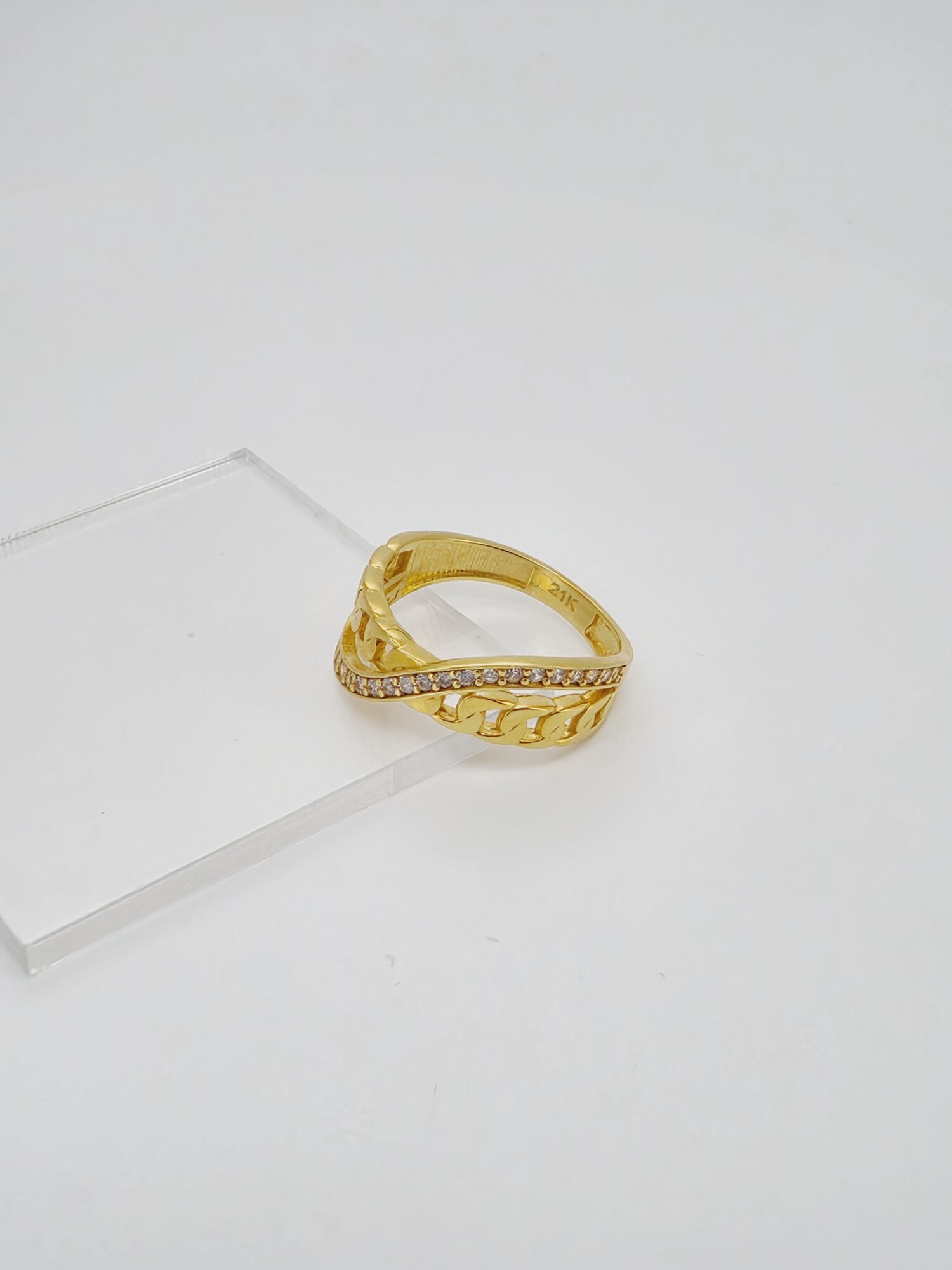21ct Gold Crossover Chain Ring - Image 4
