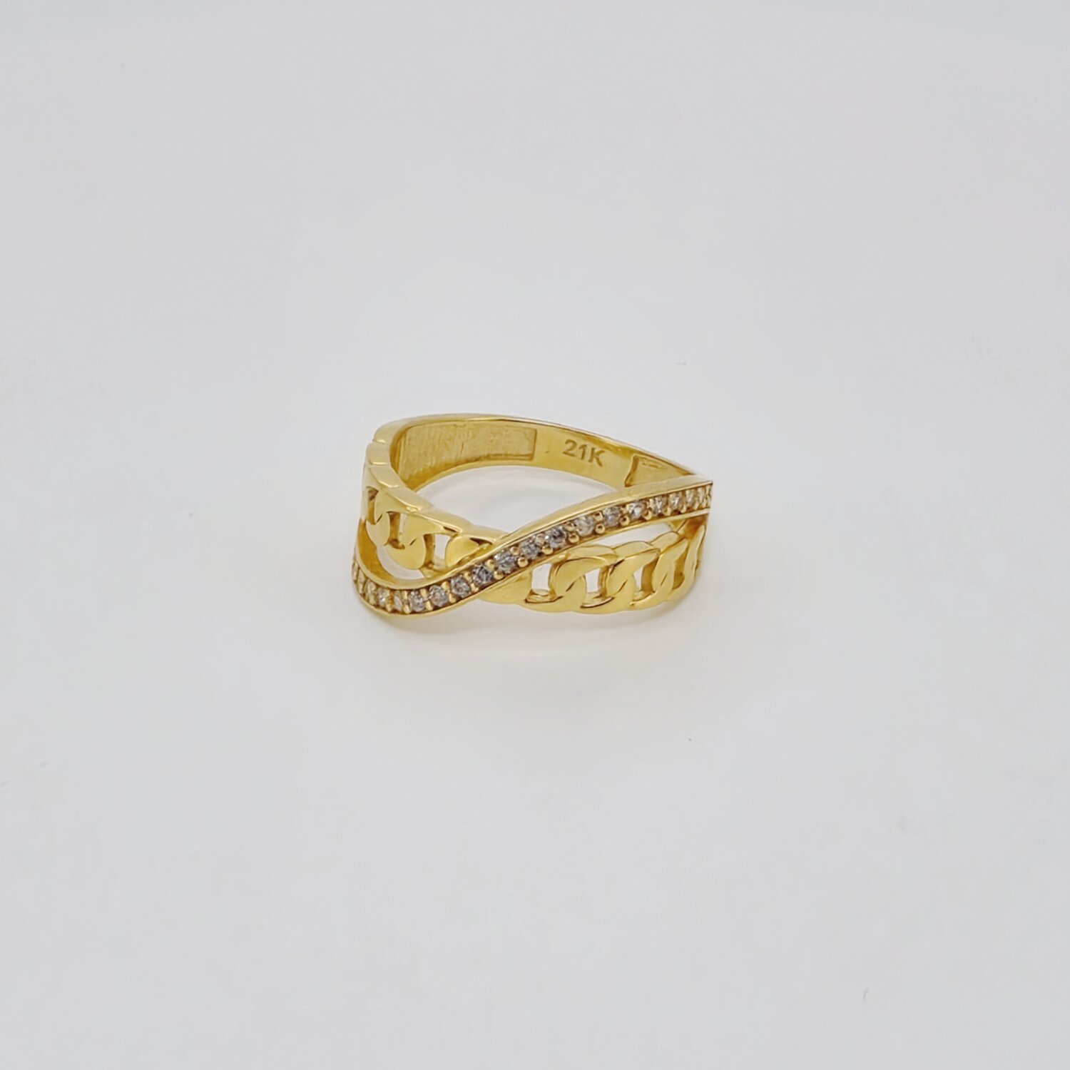 21ct Gold Crossover Chain Ring