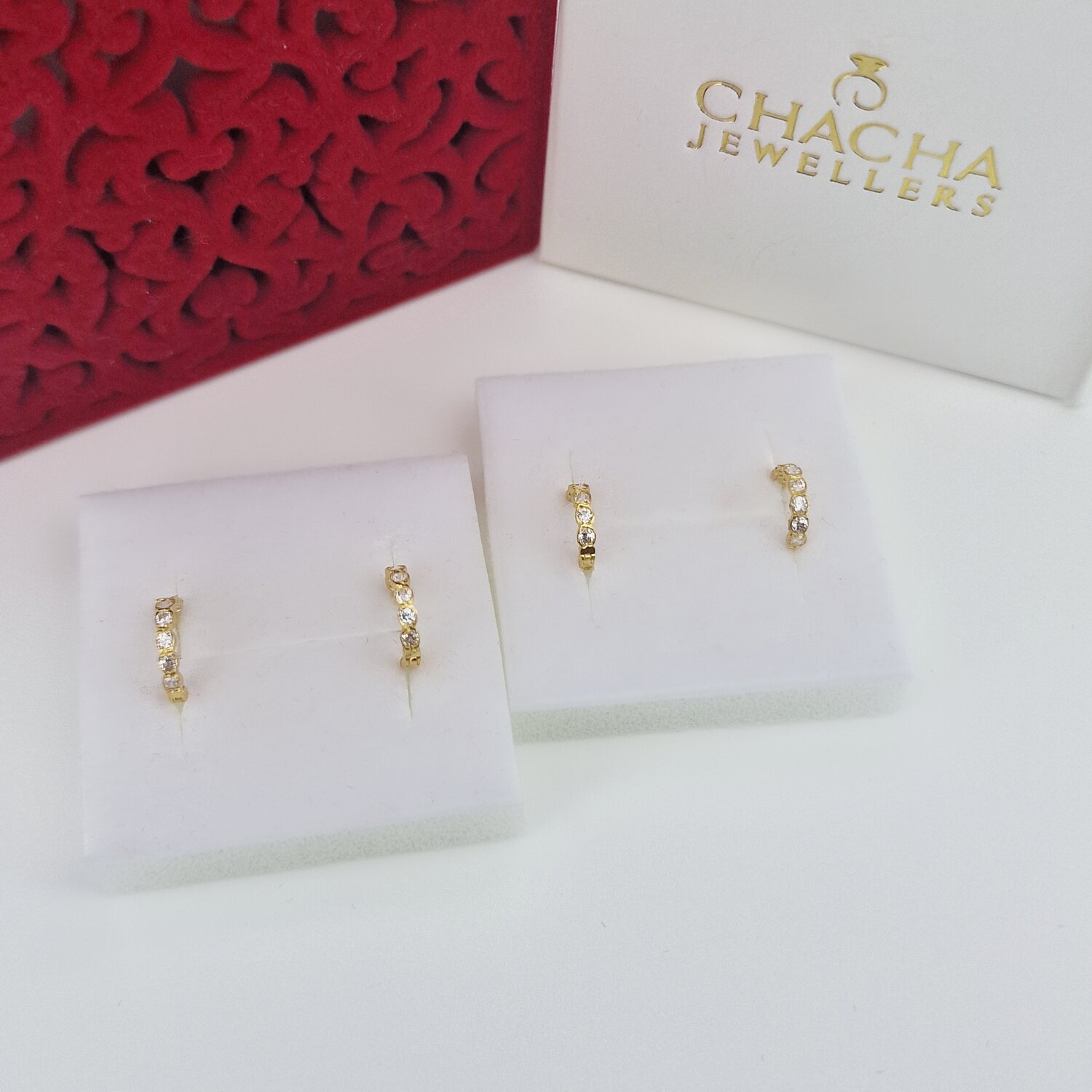 9ct Gold Crystal Hoops - Image 2