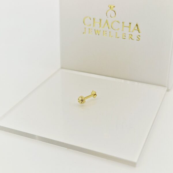 9ct Gold Textured Round Disc Nose Stud - Image 2