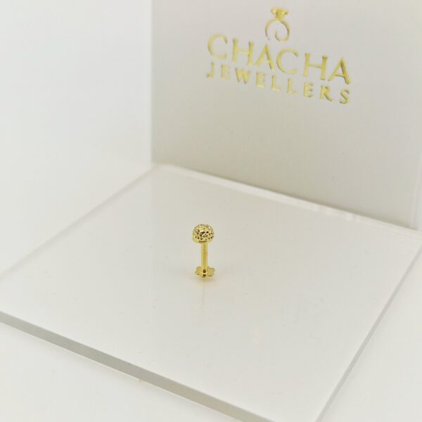 9ct Gold Textured Round Nose Stud - Image 2