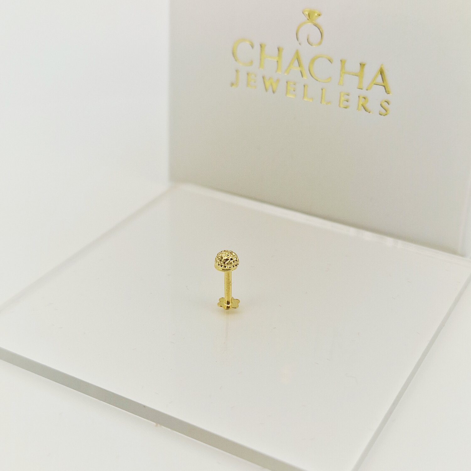9ct Gold Textured Round Nose Stud - Image 2