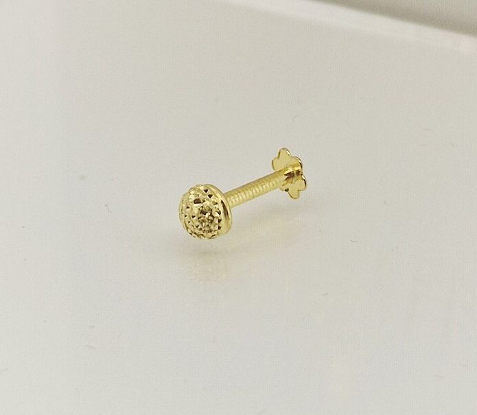 9ct Gold Textured Round Nose Stud