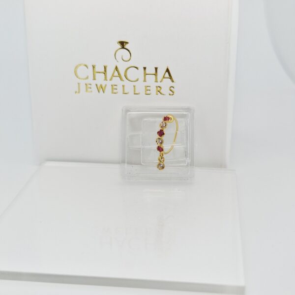 9ct Gold Pink & Crystal Nose Stud - Image 2