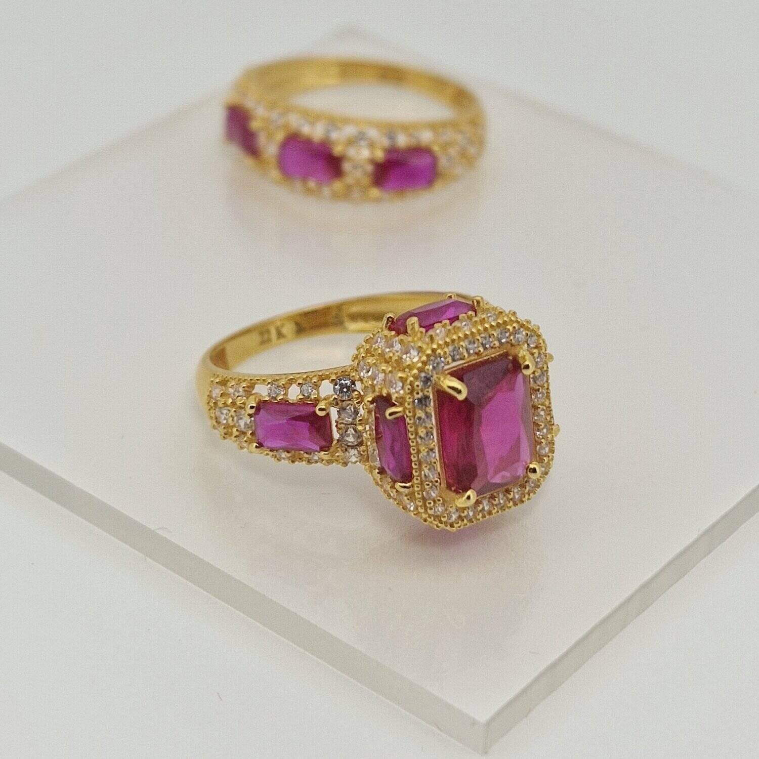 22ct Gold – Royal Double Ring with Pink Stone - Image 3