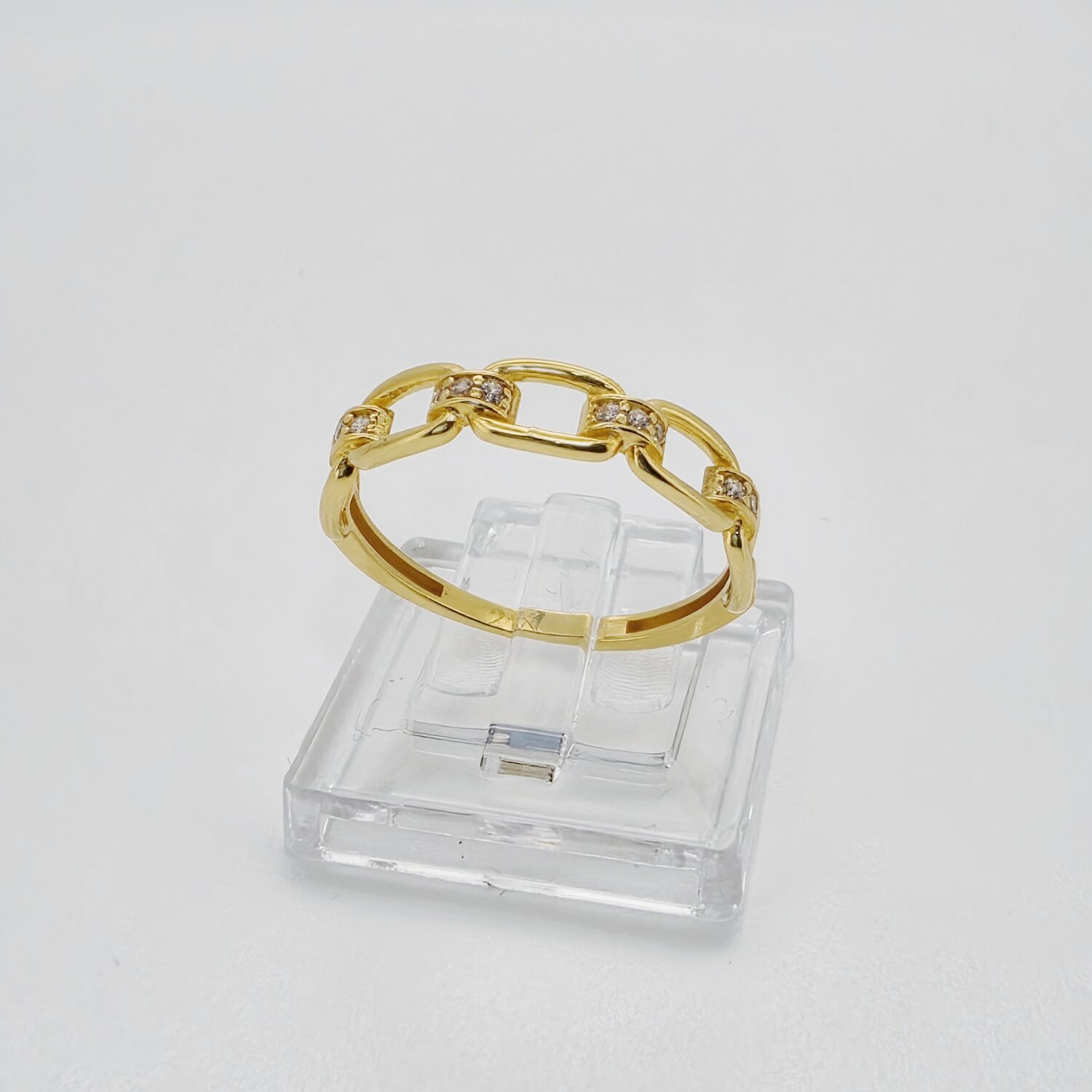 21ct Gold Chain Link Stone Ring
