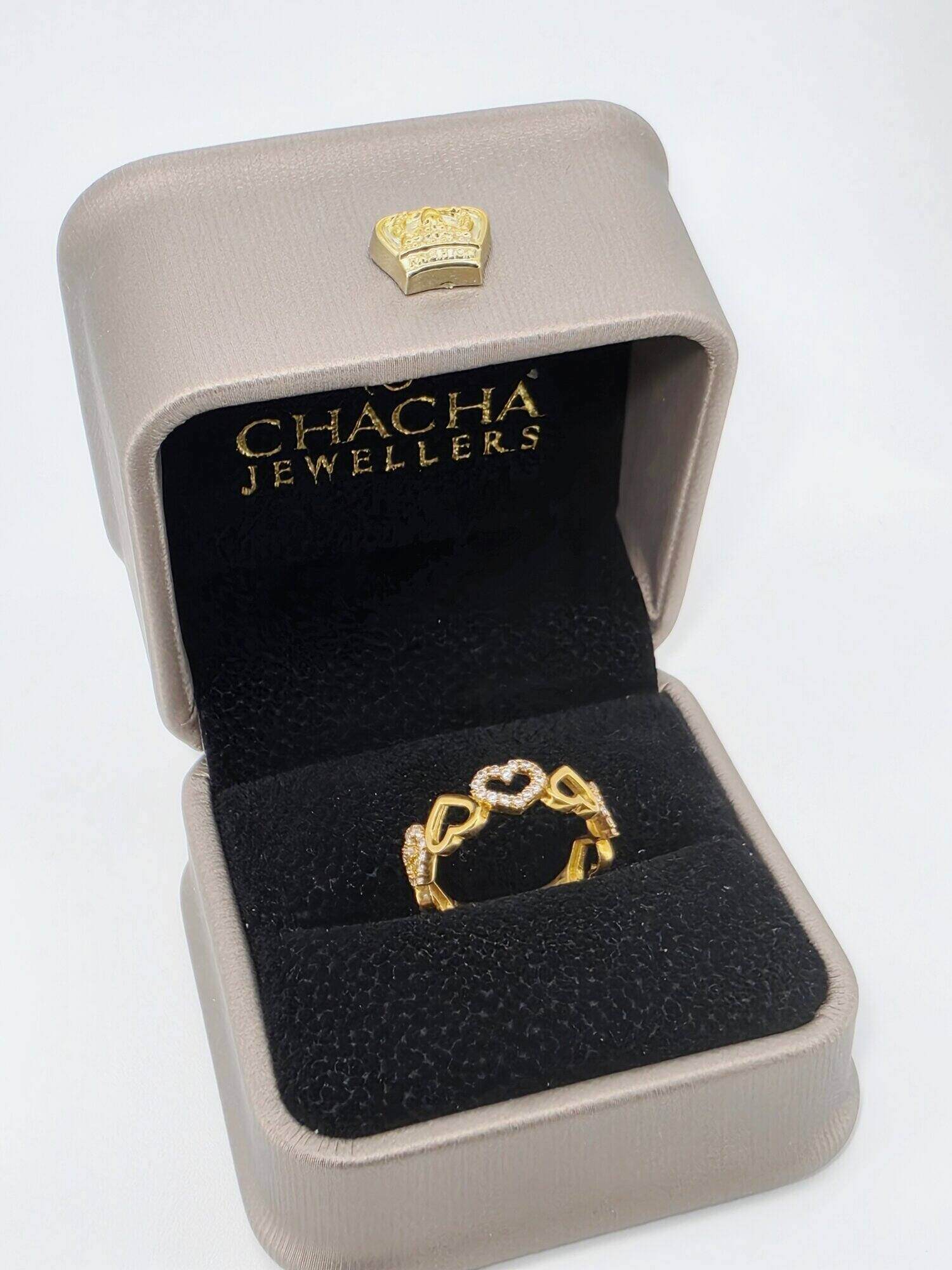 21ct Gold Heart Link Ring - Image 3
