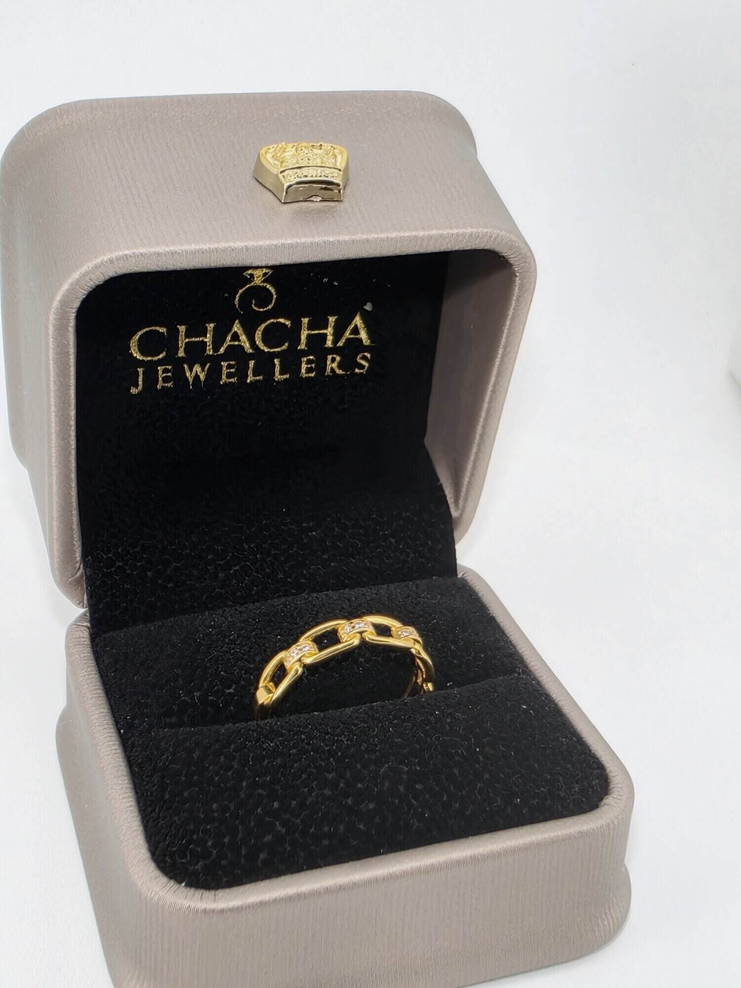 21ct Gold Chain Link Stone Ring - Image 4