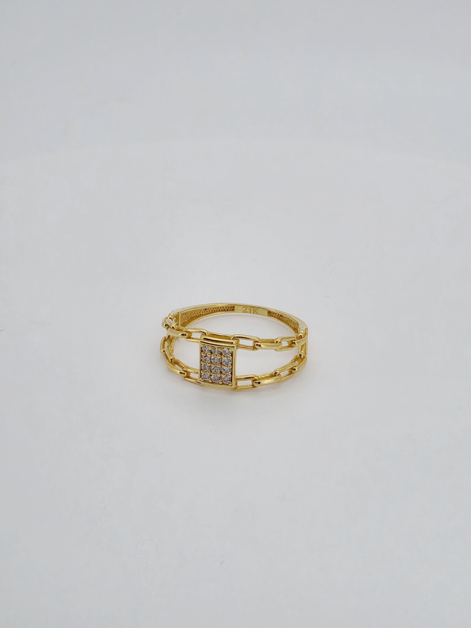 21ct Gold Double Chain Sparkle Ring - Image 4