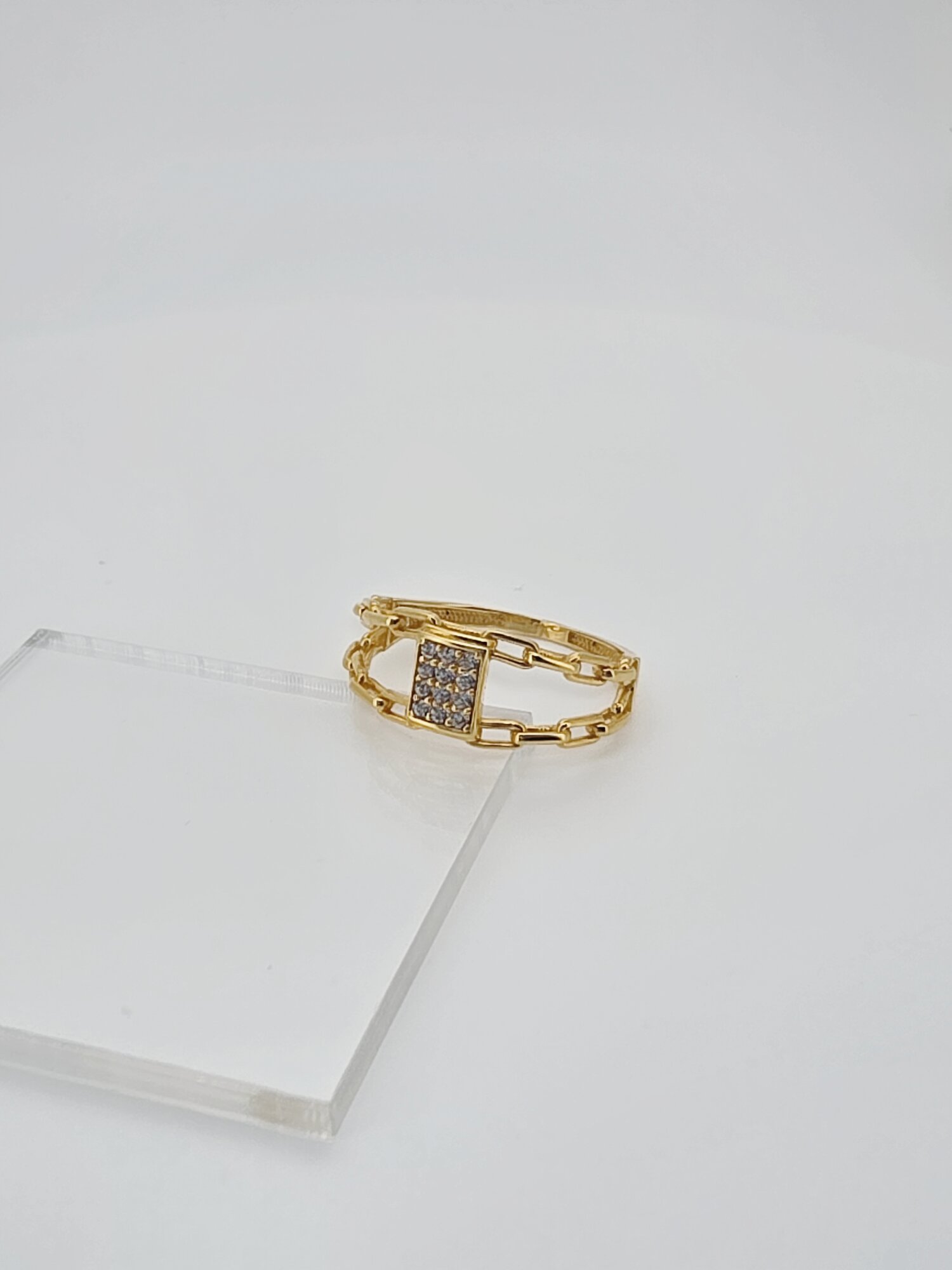 21ct Gold Double Chain Sparkle Ring - Image 3
