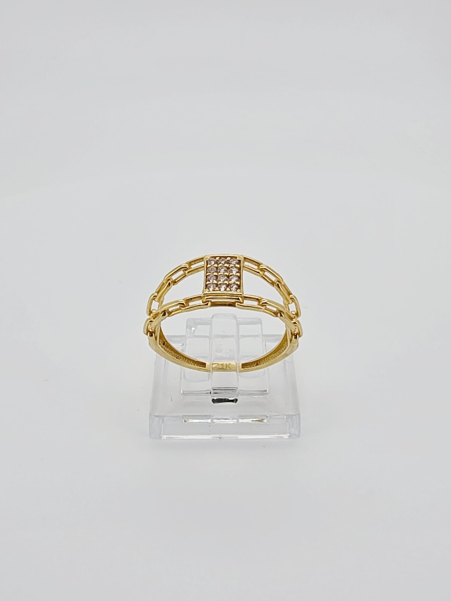 21ct Gold Double Chain Sparkle Ring